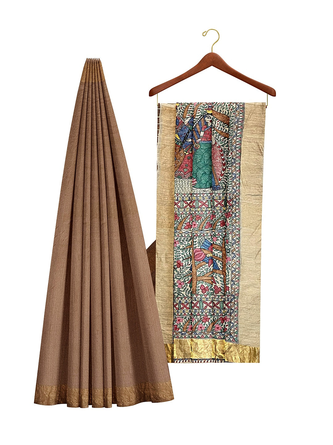 Hand-painted Raas-Leela Madhubani Saree